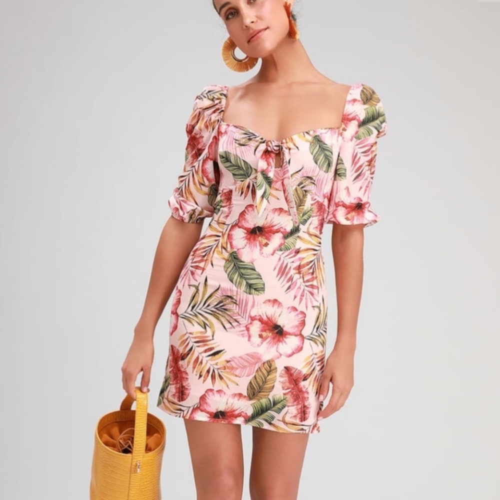 Floral Print Puff Sleeve Dress Lulus